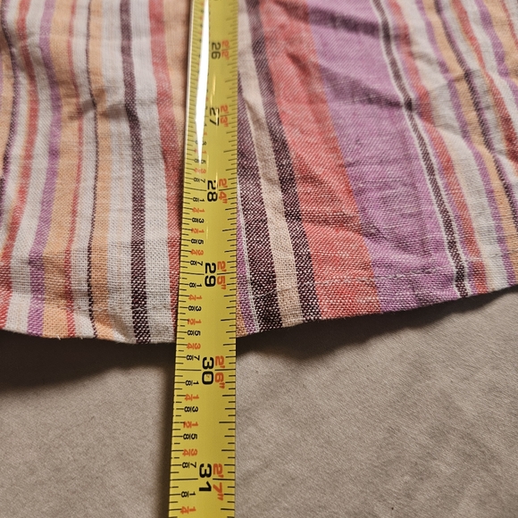 Naturals D&Co. Women's LP Linen Blend Striped Button-Down Multi-Color Top - Picture 7 of 10